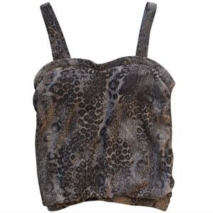 Miraclesuit Leopard Print With Metallic Detail Summer Top Size 10 Black/Gold NWT